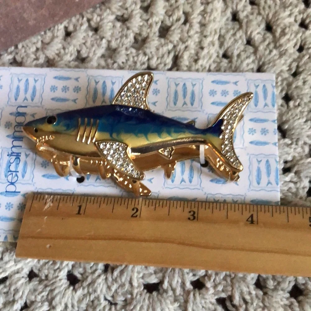 Persimmon Blue and Gold Shark Hair Claw Clip